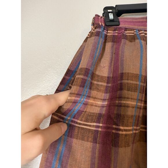 Vintage Limited Editions Pleated Brown Plaid Midi Skirt Sz 10 Academia Preppy - Picture 2 of 8
